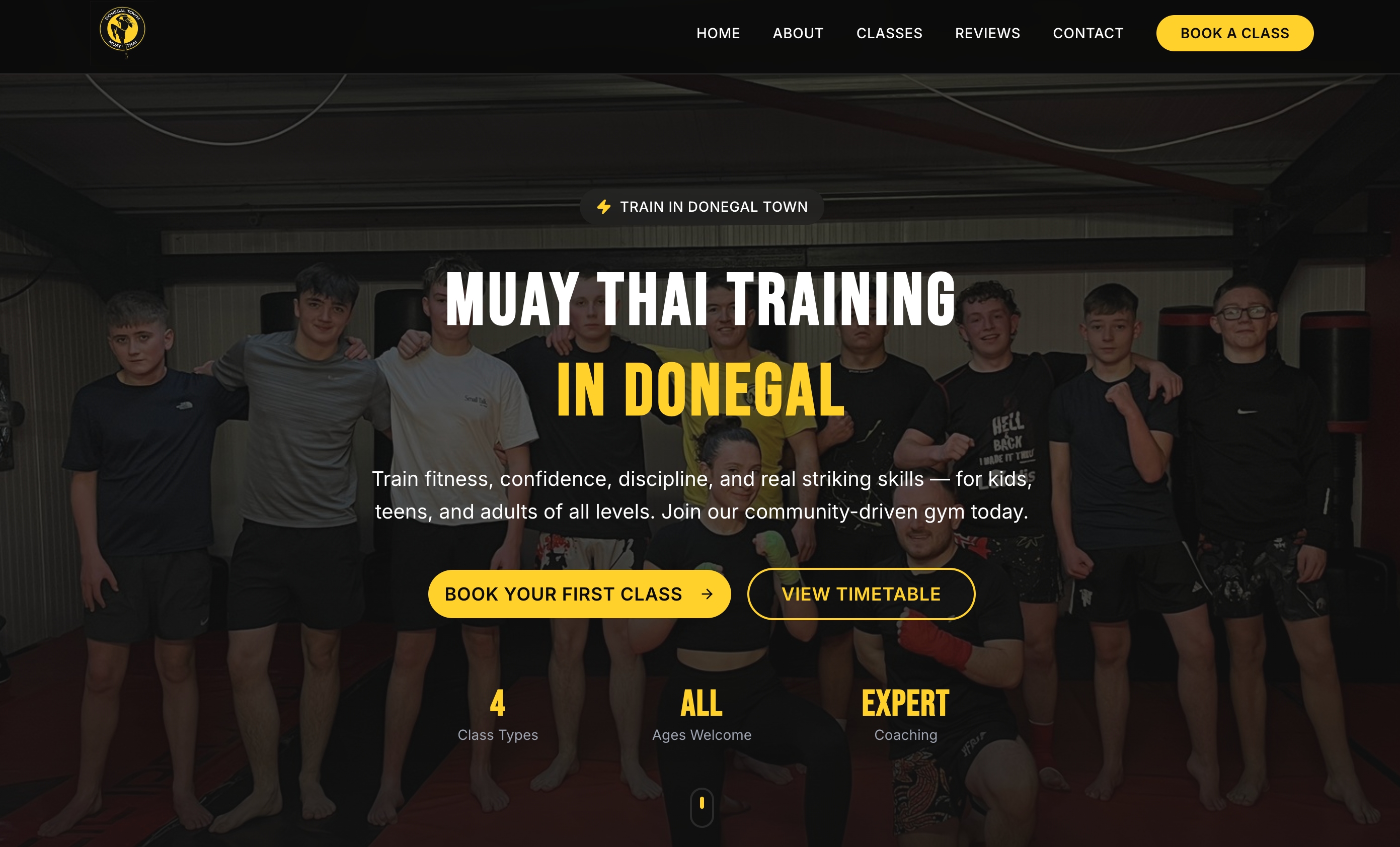 Donegal Town Muay Thai website homepage